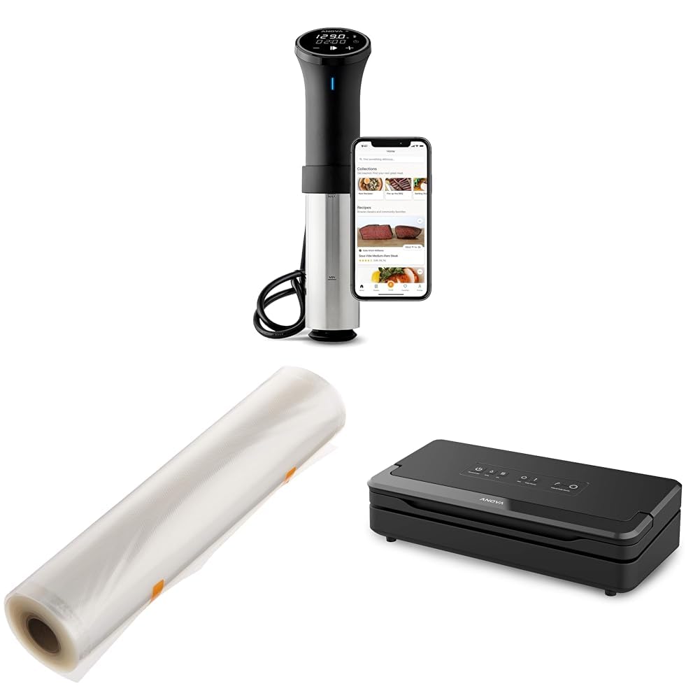 Anova Culinary Sous Vide Precision Cooker 3.0 (WiFi), 1100 Watts & Precision Vacuum Sealer Bag & Precision Vacuum Sealer Pro, Includes 1 Bag Roll, For Sous Vide and Food Storage, black, medium