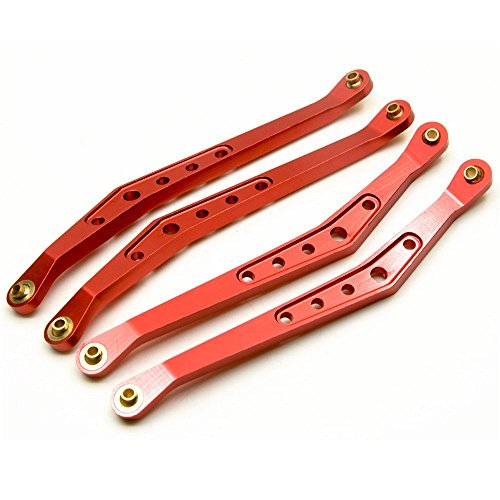 Mohero Aluminum Linkage Rod Arm Set Upper And Lower Suspension Links Set Of 8 For 1/10 Axial Wraith Rc Truck (Red) #TOP4