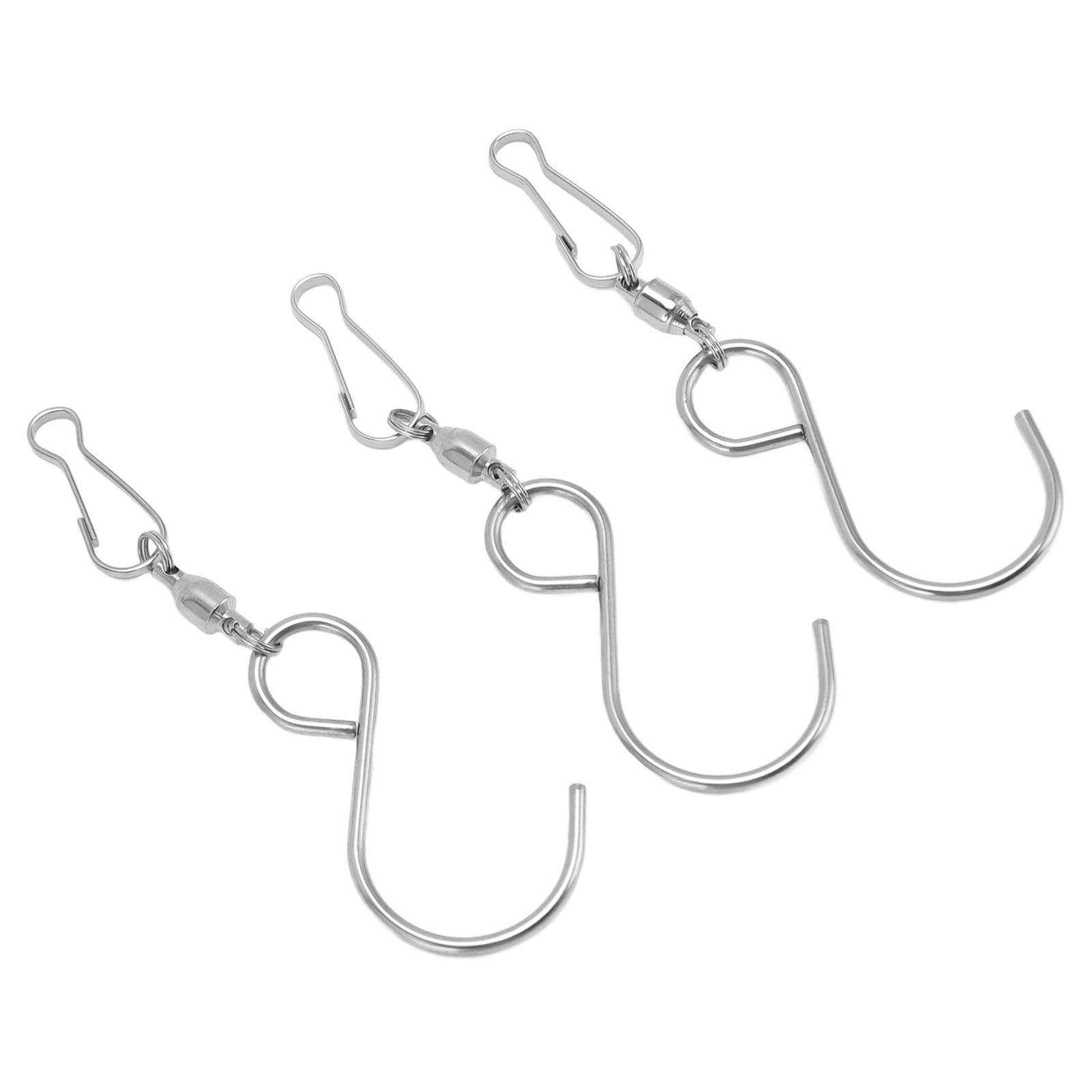 Jelquix 20pcs Wind Spinner S Hook Clips, Porch Chimes Hooks, 360 Degree Rotation Hanging Winds Dual Clips, Winds Spinners Hangers with Locking Cleats for Plants (Silver)