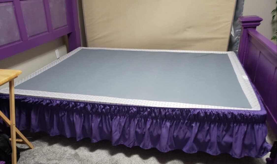 AYASW Wrap Around Bed Skirts 15 Inch Drop with Elastic No Top Cover Dust Ruffles Queen-King Size Purple