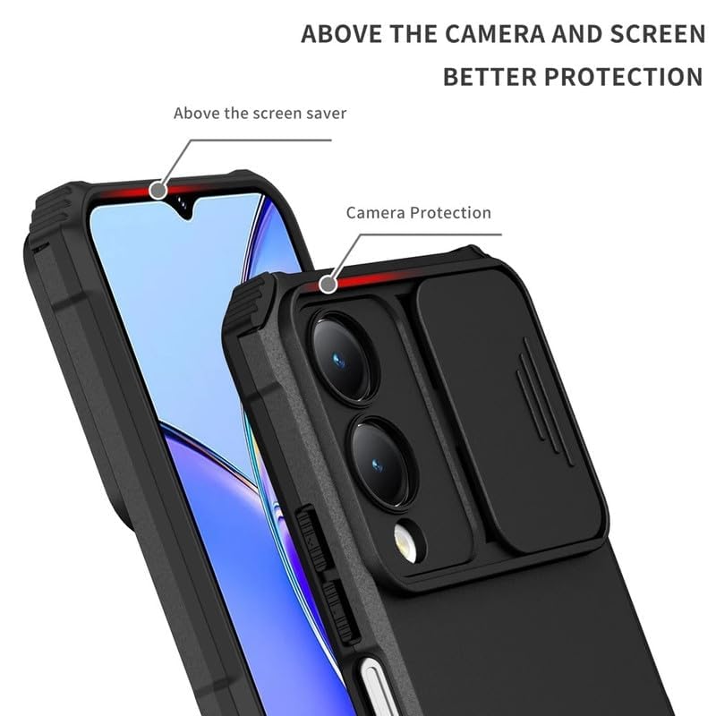 Image of ShieldTech Back Cover Case for Samsung Galaxy S25 Edge 5G | Sliding Camera Shield | Stereoscopic Stand | 360 Protection Mobile Phone Case Cover For Samsung Galaxy S 25 Edge / S25 Edge 5+G | PC, Black