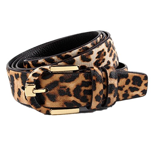 Womens Animal Leopard Belts For Women Jeans Dress Pants Ladies Leather Belt With Gold Removeable Buckle