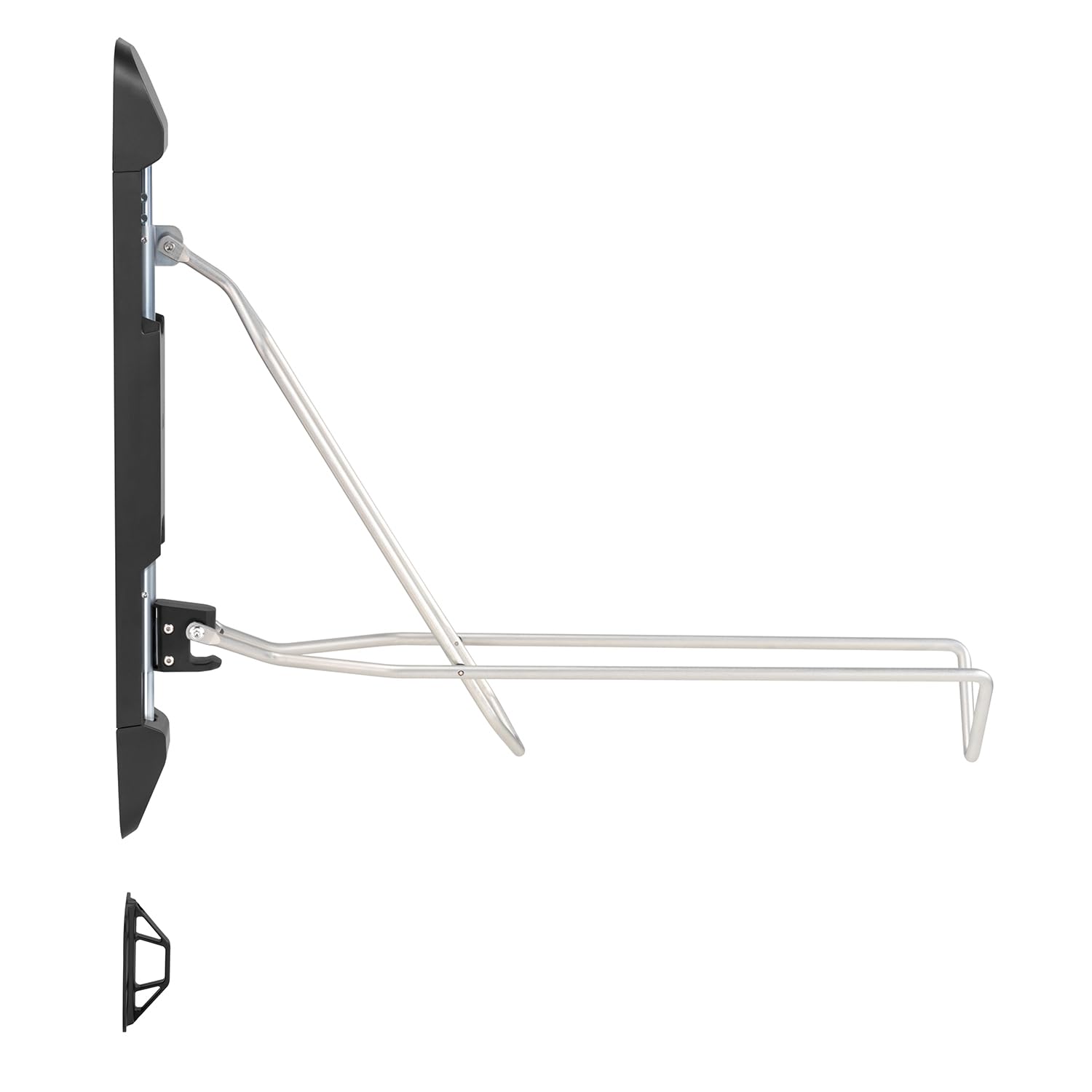 Maclean MC-471 Vertikaler, schwenkbarer und klappbarer Fahrradhalter für die Wand, 5-stufige Höhenverstellung, Tragkraft 35 kg, aus Stahl, für Räder von 20–29 Zoll (4)