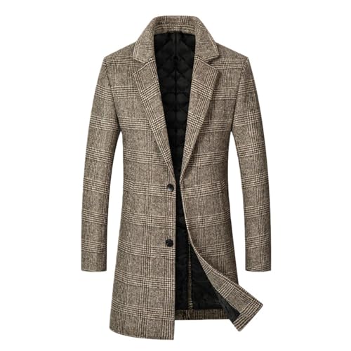 Veste coupe-vent homme en tweed épais isolant style britannique chic à grand revers