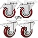 Enjucom 4" Swivel Caster Wheels with Safety Dual Locking Heavy Duty 1200Lbs Set of 4 with Brake, 300 LBS Per Caster (Pack of 4), (16 x Stainless Steel Screw 18-8 [Size:M5X25], 16 x Nuts[Size:M5])