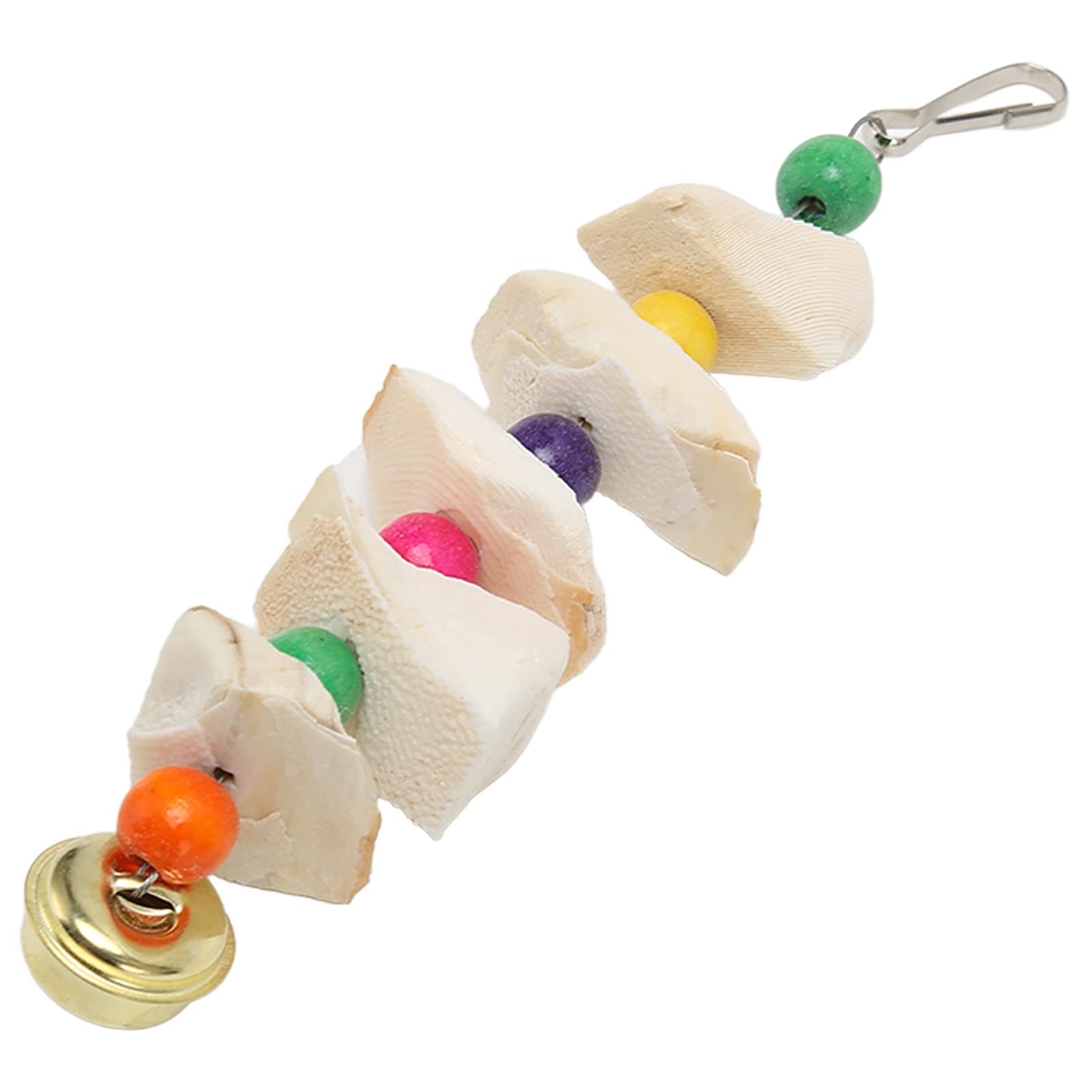 Juguetes para Masticar Pájaros para Loros - Sepia Natural Colorida con Campana para Rechinar los Dientes y Suplemento de Calcio - Material Seguro y Fácil de Instalar (M)