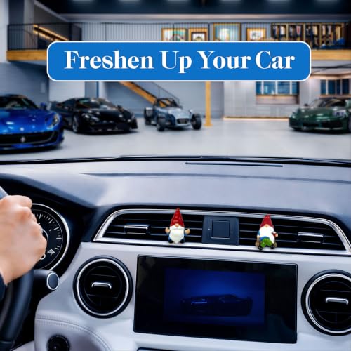 Image of GENANY 3D Resin 2Pcs Funny Gnome Car Air Freshener Vent Clip, Hand Painted Red Pointed Hat Garden Gnome Designs, Cute Playful Automotive Freshener, Funny Car Accessories Gift for Gnome Lovers