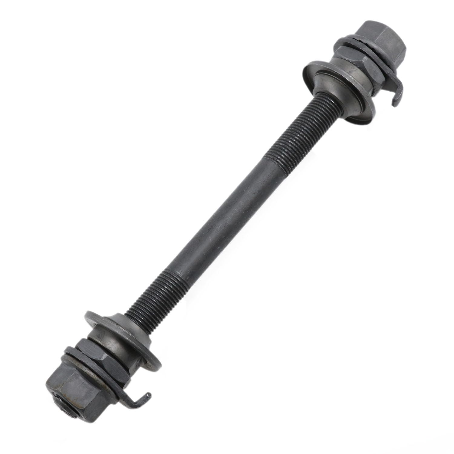 Bike Axle 140mm Bicycle Multiple Speed Front Hub Axle 3/8 Inch Black 26TPI Hub Conical Lock Nut Washer Kit -1pcs