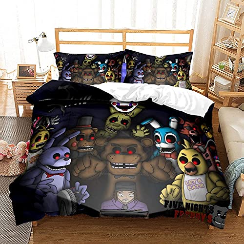 DDONVG Five Nights at Freddy's Juego de ropa de cama con funda de almohada, microfibra, diseño de dibujos animados, funda nórdica decorativa (15,220 x 240)