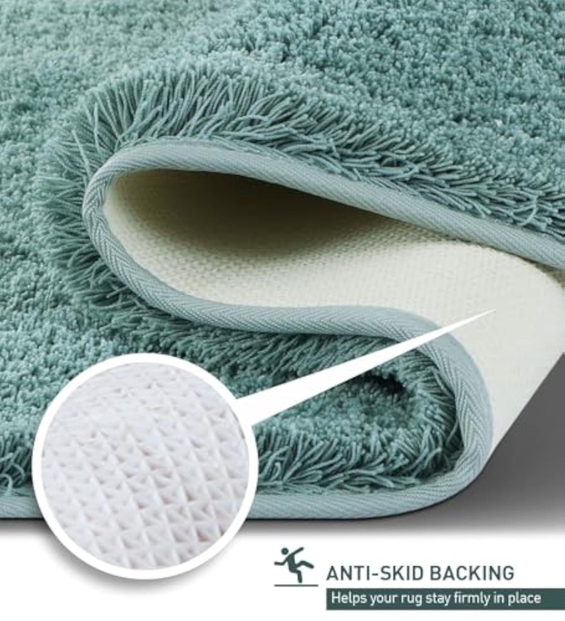 Set of 2 Non-Slip Brown Polyester Bath Mat for Bathrooms
