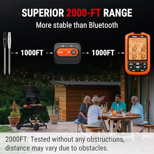 Image of TempPro TempSpike 2000FT Wireless Meat Thermometer Digital with 2 Ultra-Thin Meat Probe, Grill Thermometer Wireless for Smoker, BBQ, Grill, Turkey Kitchent Gift for Dad Husband (Previously ThermoPro)