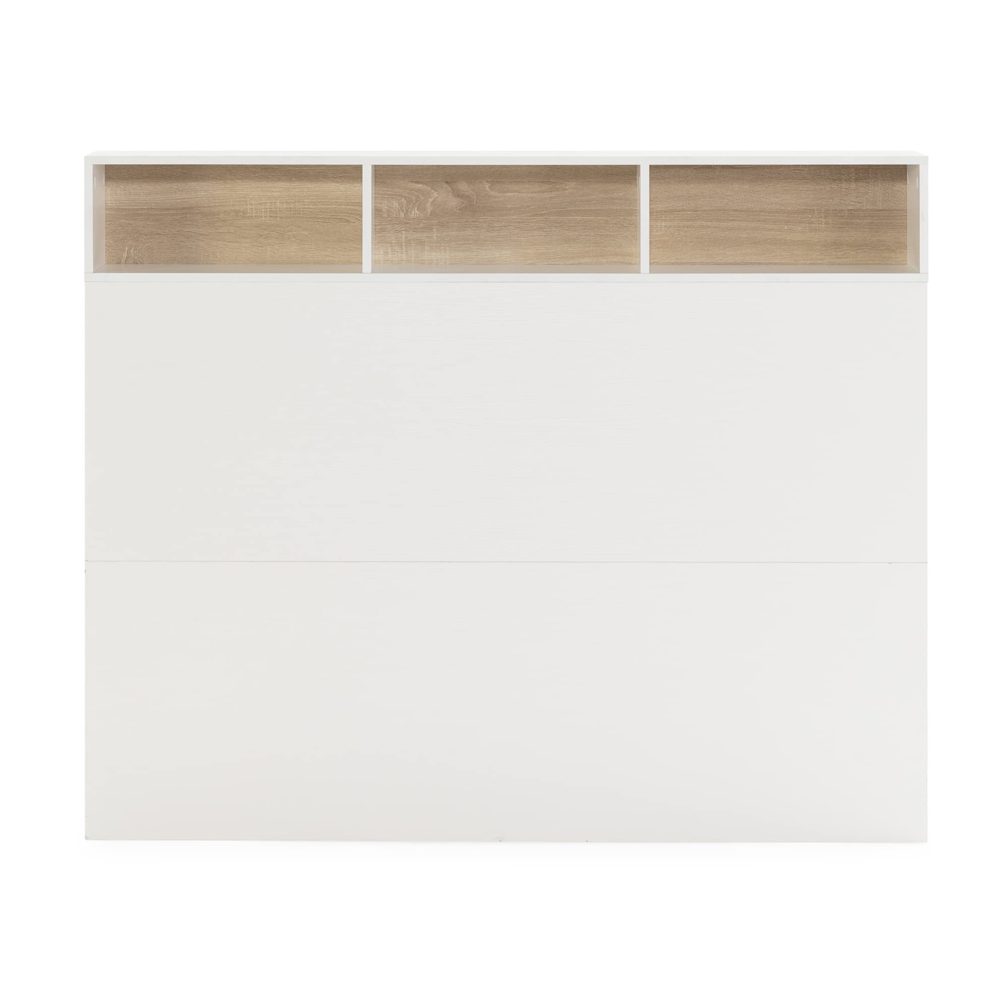 HOMN LIVING Cabecero de Cama Zeus 165 cm con almacenaje Blanco, 2 Puertas 9 Huecos