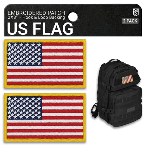 Bluyellow 2-Pack American Flag Patch Qaulity Embroidy Sew On Hook & Loop USA Flag Tactical Patches for Backpacks Bulletproof Vest Tactical Helmet Gray American Patch 2x3 Inches Secure Attachment