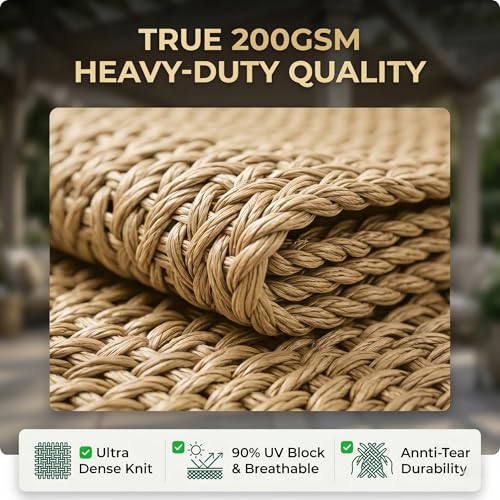 FAIR WIND 90% Sun Shade Cloth with Improved Grommets 10’ X 10’ Outdoor Sun Screen Fabric Cover for Patio Garden Pergola Canopy - Khaki by FAIR WIND - Used condition - Image 5