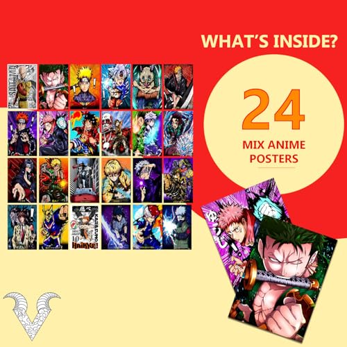 Image of VEENSHI Set of 24 Mix Anime Wall Posters - HDR With Glossy Shine, 300 GSM (Size: 9x6 Inch)
