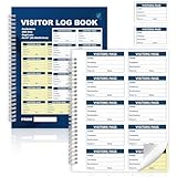 1 Pack of 500 Visitor Badges Registry Log with Carbonless Copy 2-Part Letter Size Visitor Log Book Spiral-Bound Self Visitor Badges Guest Register Book for Business or School (1)