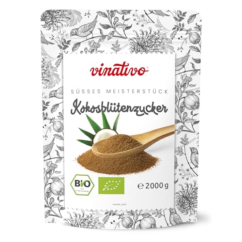 vinativo Kokosblütenzucker BIO – 2kg – Alternative zu Haushaltszucker – nährstoffreiche Zuckeralternative – aus kontrolliert biologischem Anbau