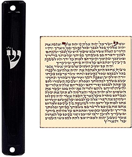 TALISMAN4U Waterproof Black MEZUZAH CASE with Scroll Classic Judaica Israel Plastic Door Mezuza Silver Shin (12 cm / 5 Inch) TALISMAN4U Waterproof Black MEZUZAH CASE with Scroll Classic Judaica Israel Plastic Door Mezuza Silver Shin (12 cm / 5 Inch)
