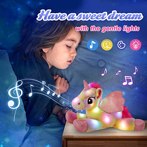 Glow Guards 18'' Light Up Musical Rainbow Unicorn Stuffed Animal Soft Unicorn Plush Toy With Led Night Lights Lullaby Birthday Valentine's Day Children's Day Gifts For Women Toddler Kids Girls #TOP3