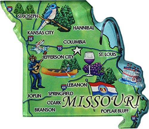 Imán de Nevera Mapa de Missouri Acrílico miniatura 1