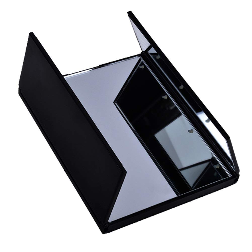 FLYIODFCXV Cosmetic mirror, Portable LED Light Makeup Mirror Vanity Lights Compact Make Up Pocket Mirrors Cosmetic Hand Folding Led Lamp(Black)