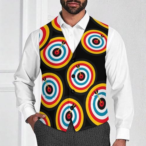 Archery Bullseyes Target Sports Men's Suit Vests Business Formal Dress V-Neck Waistcoat Tops with 2 Pockets2
