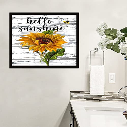 Tableau Hello Sunshine cadre en bois affiche positive - 5
