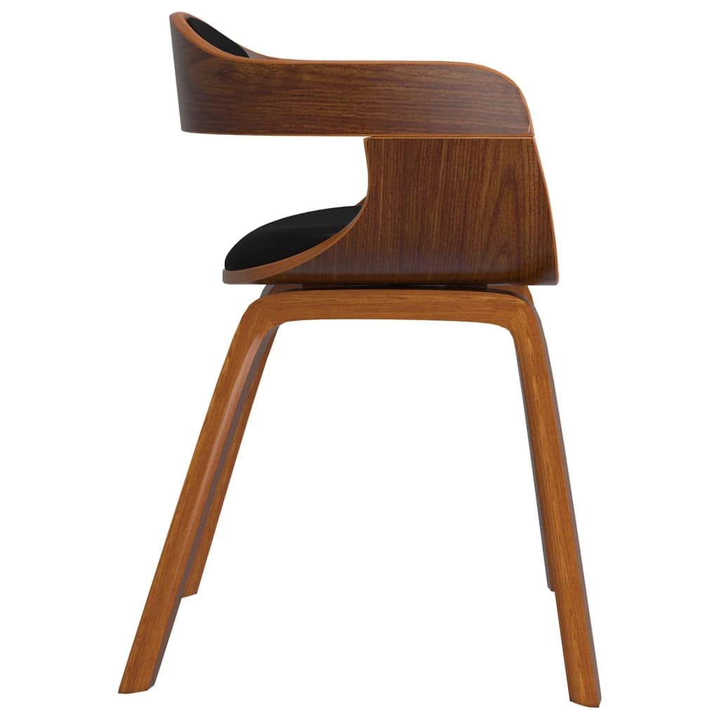 Sillas de comedor de 6 piezas, negro y natural, 49 x 51 x 70 cm | Piel sintética suave, asiento acolchado de espuma, patas de madera curvada, carga máxima 110 kg