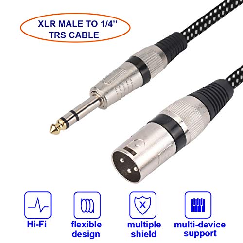 XLR Male to 1/4 Inch TRS Cables, Nylong Braided XLR 3 Pin Male