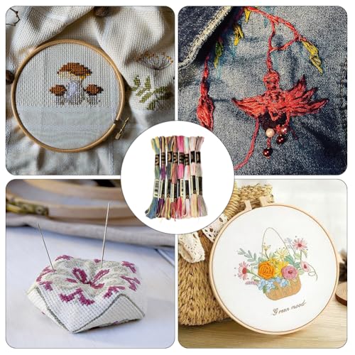 Image of 8 Skeins 70 Yards 6 Ply Variegated Cross Stitch Floss Polyester Embroidery Thread Gradient Colorful Friendship Bracelet String Yarn Bulk for Sewing Making Jewelry Needlecraft Knitting DIY