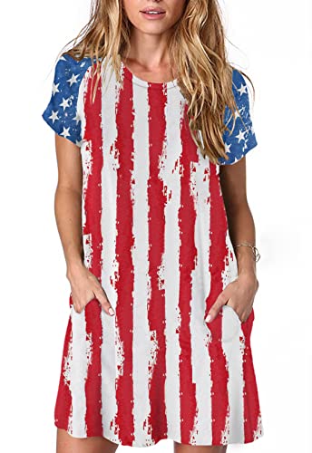 Image of Alaster Women's Casual Summer T Shirt Dress Loose Short Sleeve Tunic Dress with Pocket for Women