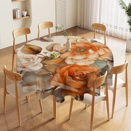 Nappe de table ronde antitache beige clair pour repas sans stress - 4