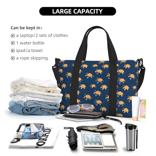 Travel Duffle Bags For Women Men - Cute Sea Turtle Print Personal Item Weekender Overnight Gym Carry On Airport Tote Bag With Strap For Yoga, Travel, Business Trips4