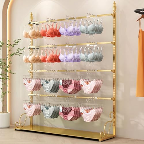 JevLoN Commercial 4 Tier Metal Socks Underwear Holder Organizer, Freestanding Display Stand for Commercial Clothing Retail Store Towel Rack Ties Belt Pants Hanging Rack(120x34x150cm)