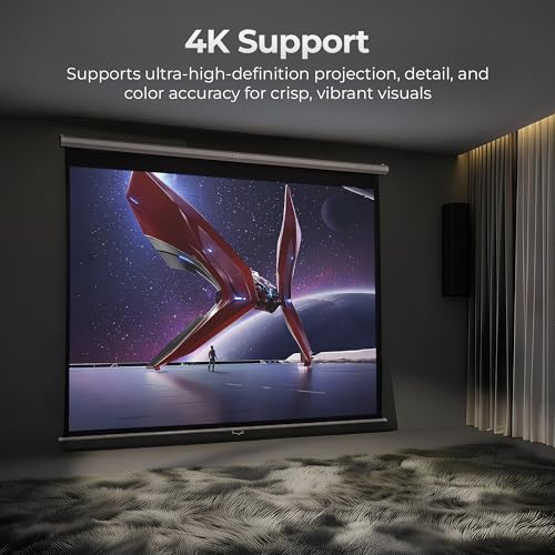 Image of Zebronics Projector Screen, 120 Inch (304.8 cm), 4K Support, 160 Viewing Angle, 4:3 Aspect Ratio, Matte Finish, Black Backing, Wall & Ceiling Mountable, Metal Housing (PSH120A)