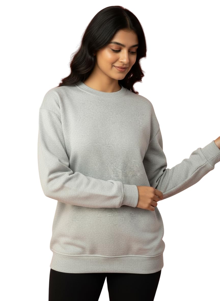 ameena store Women's Round Neck Full Sleeve Sweatshirt, Ribbed Solid Casual Winter Wear, Regular Fit Sweatshirt Size S to 2XL-picture-55