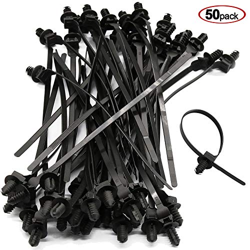 50 Pack Cable Zip Ties, 8.3 inch Heavy Duty Nylon Push Mount Self