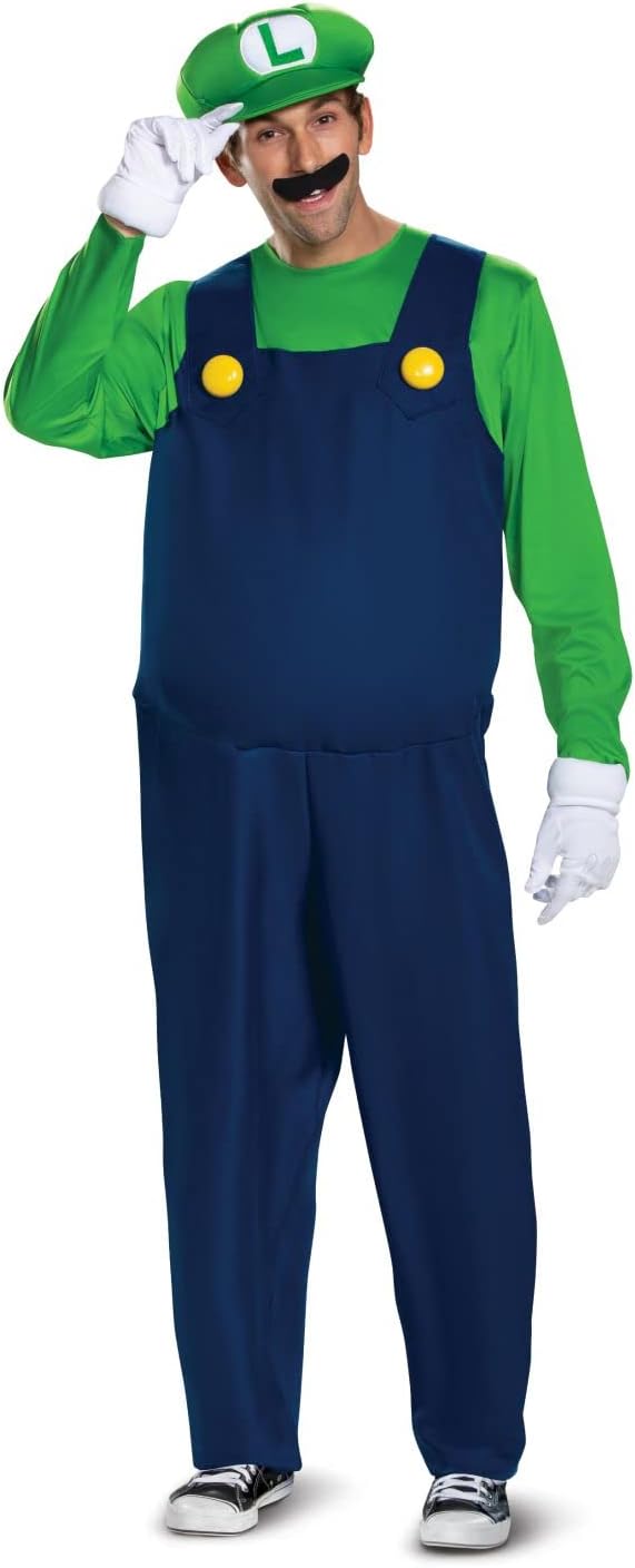 Super Mario Bros Deluxe Luigi Costume, Men