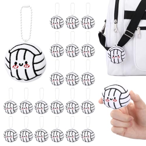 Simgoing 15 Pcs Plush Volleyball Keychain, Mini Ball Favors Team Gifts