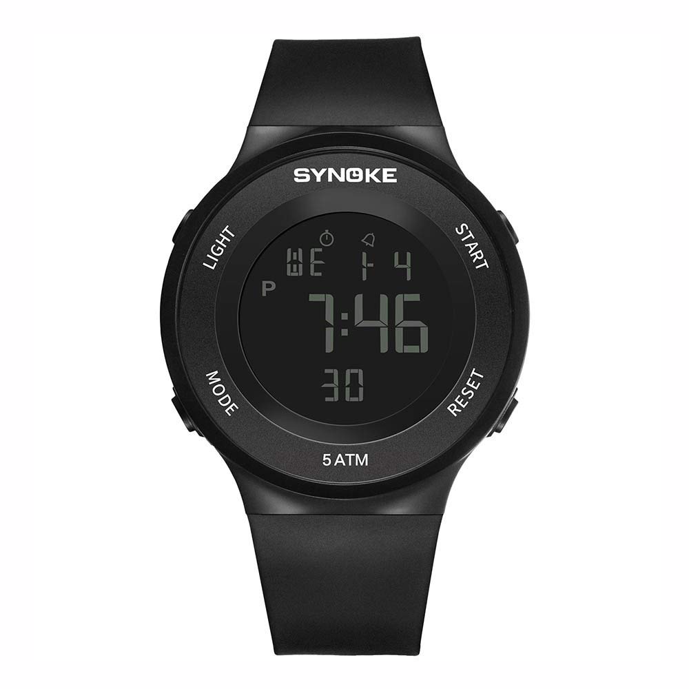 Alalaso LED Digital Waterproof Watch Men Fitness Watch Alarm 50m Sport Watches(B)