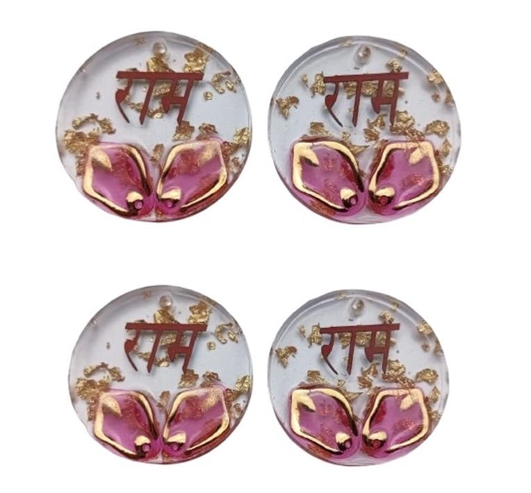 Round Shape Transperent Resin Soan for Rakhi/Pooja/Door Tags (5x5x1 CM) (4 Pairs - 8 pcs)-image-27