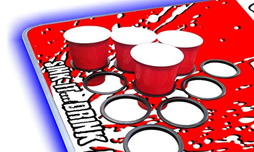 PARTYPONG 8-Foot Professional Beer Pong Table w/Cup Holes & LED Glow Lights - Beer Pong Edition