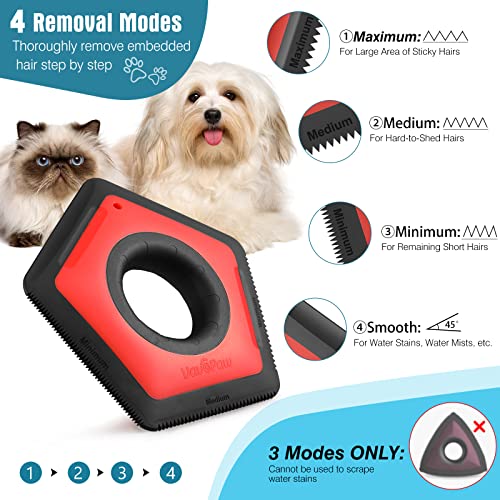 Image of VavoPaw Pet Fur Remover - Multifunctional Brush for Car Interior, Couch, Carpet, Sofa, Furniture, Lint Removal, Red
