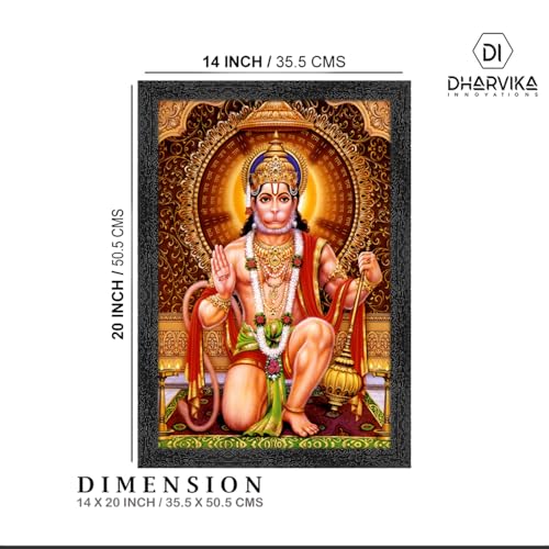 Image of Hanuman Ji hanumanji Photo Frame, Black, Sparkle Coated Laminations, 14x20 Inch 2304