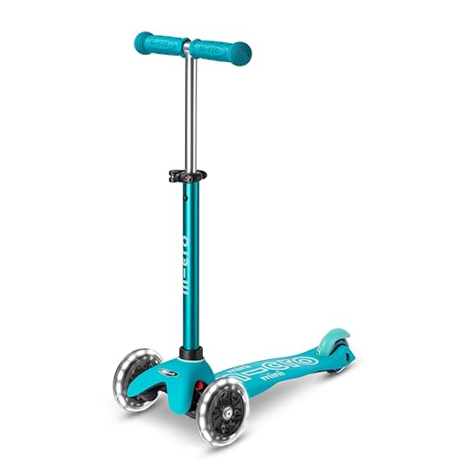 Micro Kickboard - Mini Deluxe LED 3-Wheeled, Lean-to-Steer, Swiss-Designed Micro Scooter for Preschool Kids with LED Light-up Wheels, Ages 2-5 (Blue)