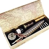 - - GC LL-66 - Set di penne per calligrafia e pennino a immersione, con 5 pennini, portapenne, timbro, sigillo e cera, in confezione regalo