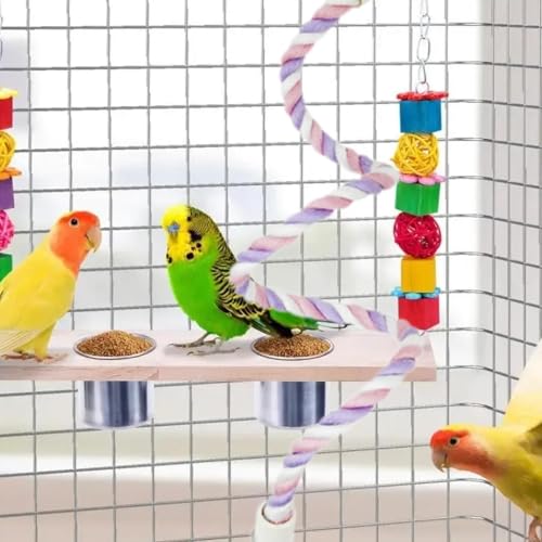 MYCENSE Algodão dobrável corda poleiro, Amazon papagaios de gaiola brinquedo, escada de pássaros par