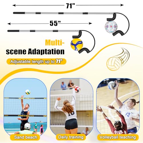 Image of AugFir Volleyball Spike Trainer, Adjustable Length 55 inch-71 inch Volleyball Hitting Trainer, Double Arc Protection Quick Pickup Volleyball Training Equipment (B&S)