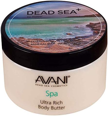 Avani Ultra Rich Body Butter - Dead Sea Salt, Aloe Vera, Vitamin E, Shea, Jojoba, Sunflower, Olive Essential Oil - Natural Exfoliating & Moisturizing Butter for All Skin Types - Citrus/Vanilla