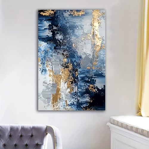Toile sans cadre aux volutes dorées art moderne 90x125cm